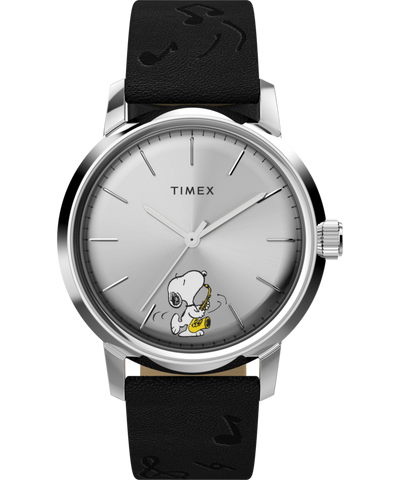 TW2W68800 Timex x Peanuts Marlin® Automatic Saxophonist 40mm Leather Strap Watch Primary Image