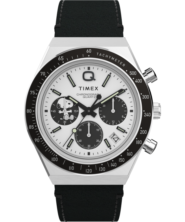 Q Timex Chronograph x Peanuts Snoopy 40mm Leather Strap Watch Q Timex Chronograph x Peanuts Snoopy 40mm Leather Strap Watch
