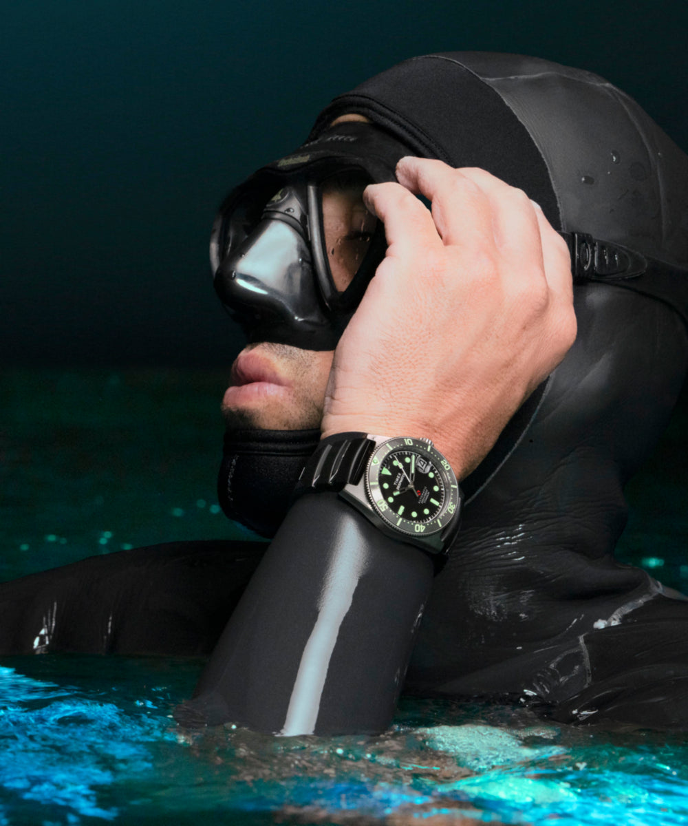 【200個限定】Titanium rynuk ryworx 64チタンEDC Deepwater Reef 200 Titanium Automatic 41mm Synthetic Rubber Strap