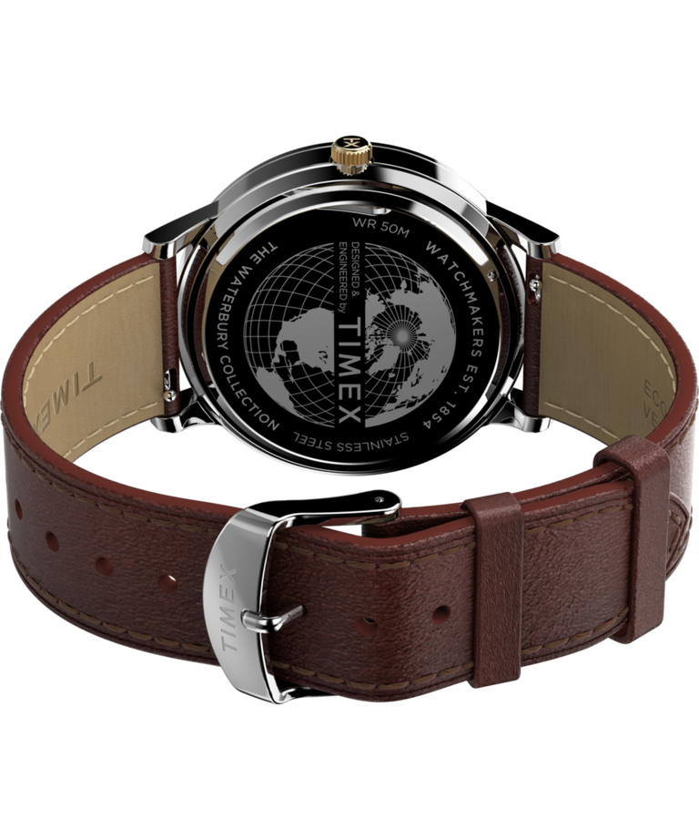 TW2W75600 Waterbury Classic Moon Phase 40mm Leather Strap Watch Caseback with Attachment Image