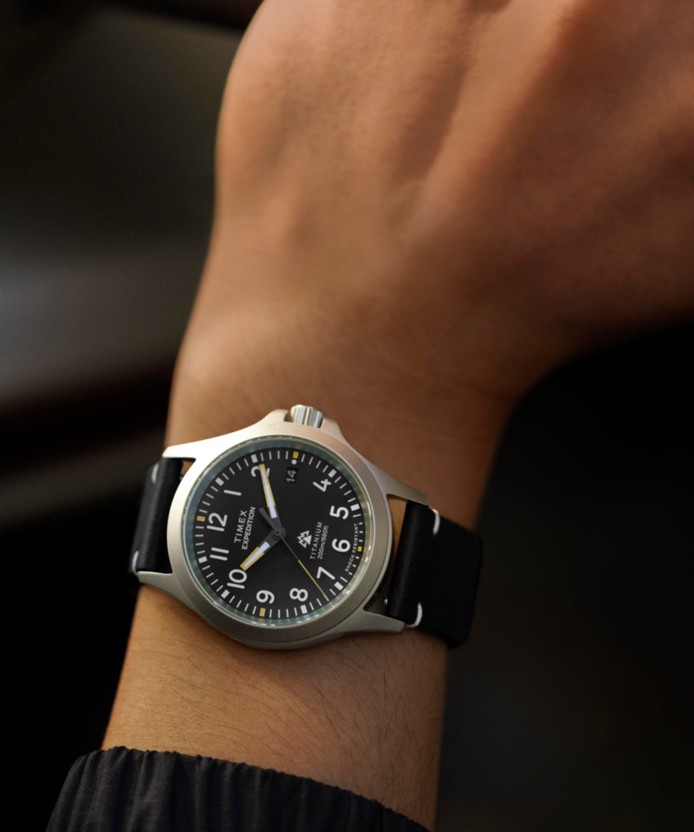 Expedition Titanium 38mm Leather Strap Watch TW2W78100 Timex EU