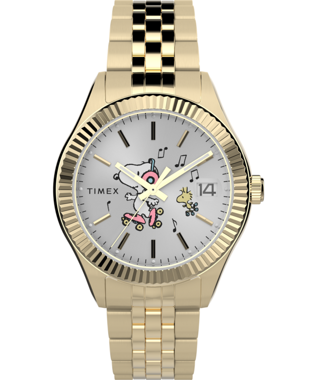 TW2W78700 Timex x Peanuts® Timex Legacy Roller Skating 34mm Stainless Steel Bracelet Watch   Primary Image