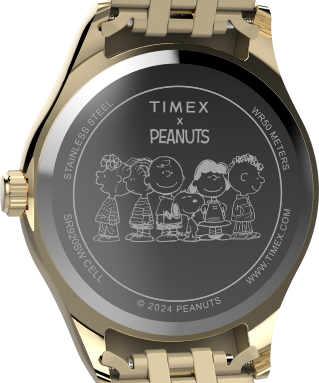 TW2W78700 Timex Legacy x Peanuts Roller Skating 34mm Stainless Steel Bracelet Watch   Caseback Image