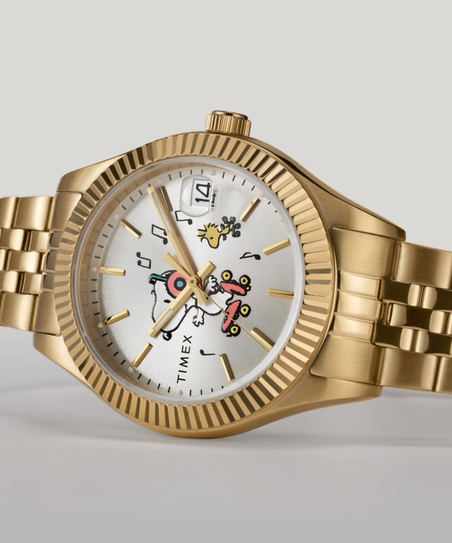 TW2W78700 Timex x Peanuts® Timex Legacy Roller Skating 34mm Stainless Steel Bracelet Watch   Campaign Key Silhouettes (Beauty shots) Image