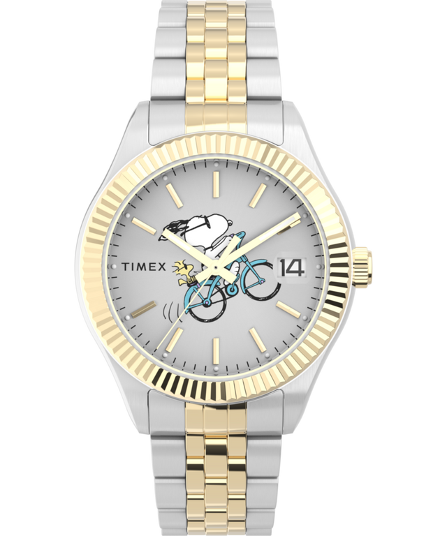 TW2W78800 Timex x Peanuts® Timex Legacy Bicycle 34mm Stainless Steel Bracelet Watch   Primary Image