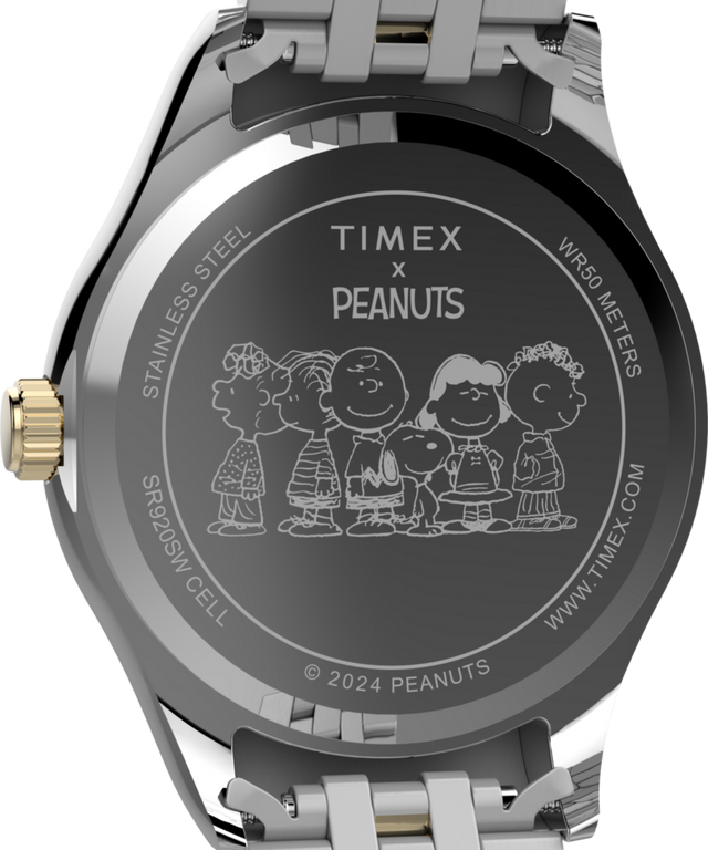 TW2W78800 Timex x Peanuts® Timex Legacy Bicycle 34mm Stainless Steel Bracelet Watch   Caseback Image