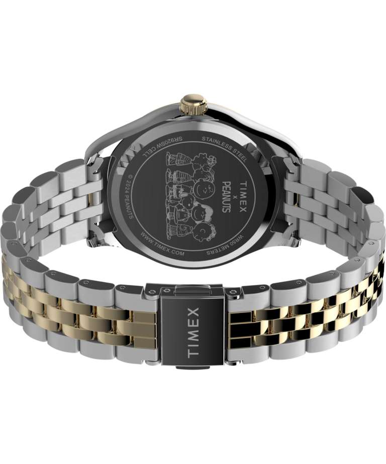 TW2W78800 Timex x Peanuts® Timex Legacy Bicycle 34mm Stainless Steel Bracelet Watch   Caseback with Attachment Image