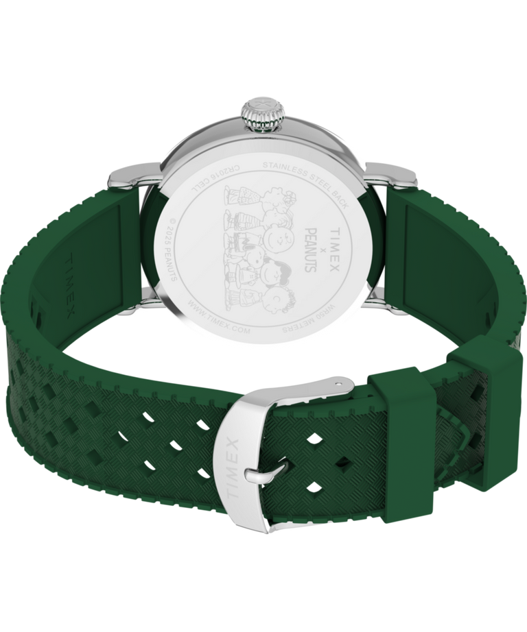TW2W78900 Peanuts® x Timex Standard Golf 40mm Synthetic Rubber Strap Watch  Caseback with Attachment Image