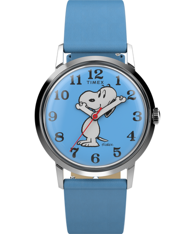TW2W79400 Peanuts® x Timex Marlin® Hand-Wound Reissue 34mm Leather Strap Watch   Primary Image