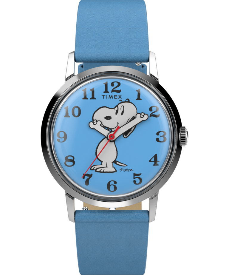 TW2W79400 Peanuts® x Timex Marlin® Hand-Wound Reissue 34mm Leather Strap Watch   Primary Image