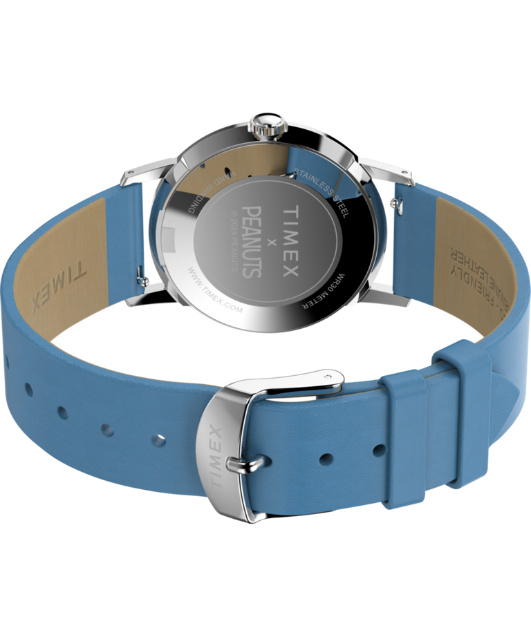 TW2W79400 Marlin® Hand-Wound x Peanuts Reissue 34mm Leather Strap Watch   Caseback with Attachment Image