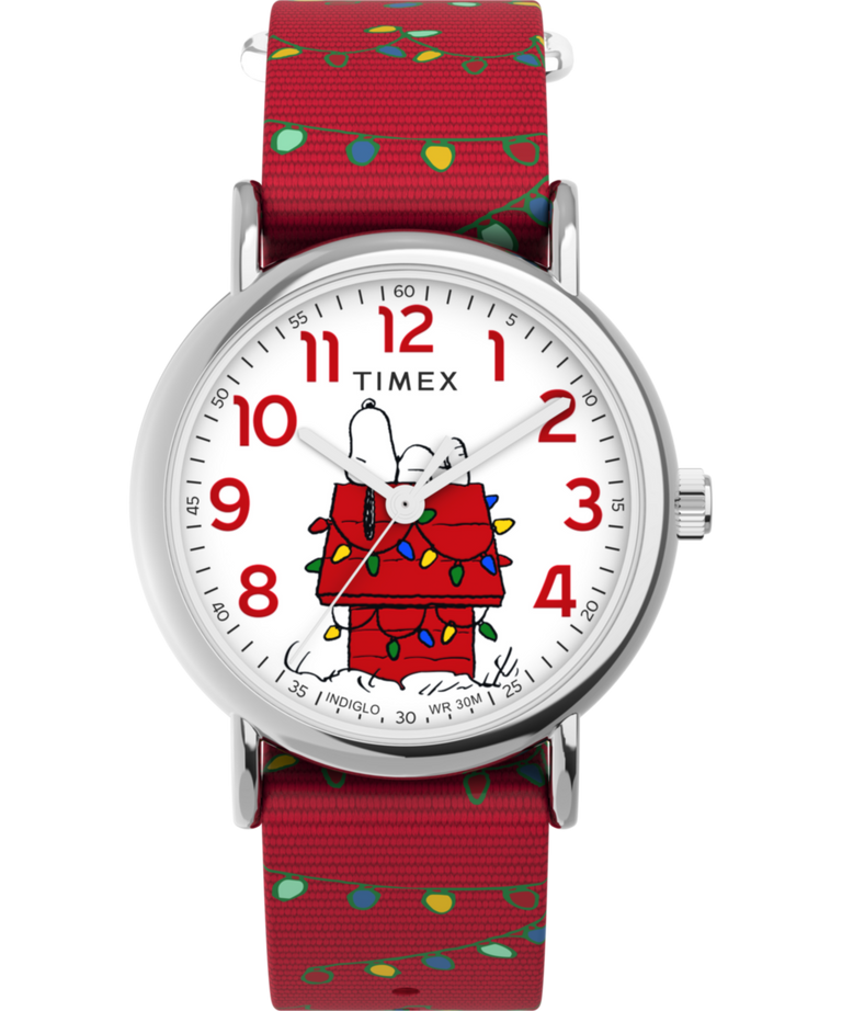 TW2W80800 Peanuts® x Timex Weekender Holiday 38mm Fabric Strap Watch Primary Image