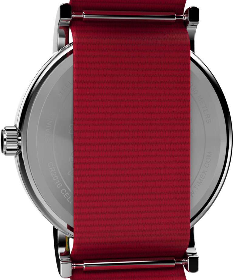 TW2W80800 Peanuts® x Timex Weekender Holiday 38mm Fabric Strap Watch Caseback Image