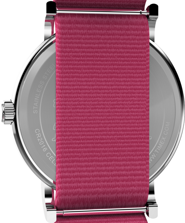 TW2W83100 Peanuts® x Timex Weekender Floral 38mm Fabric Strap Watch Caseback Image