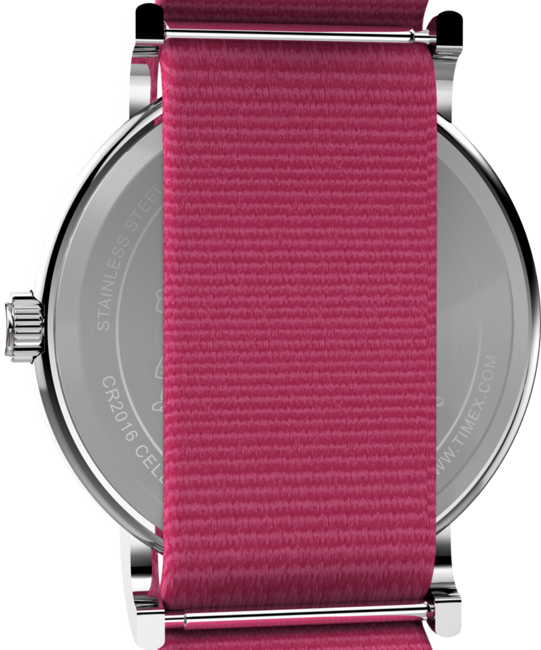 TW2W83100 Peanuts® x Timex Weekender Floral 38mm Fabric Strap Watch Caseback Image