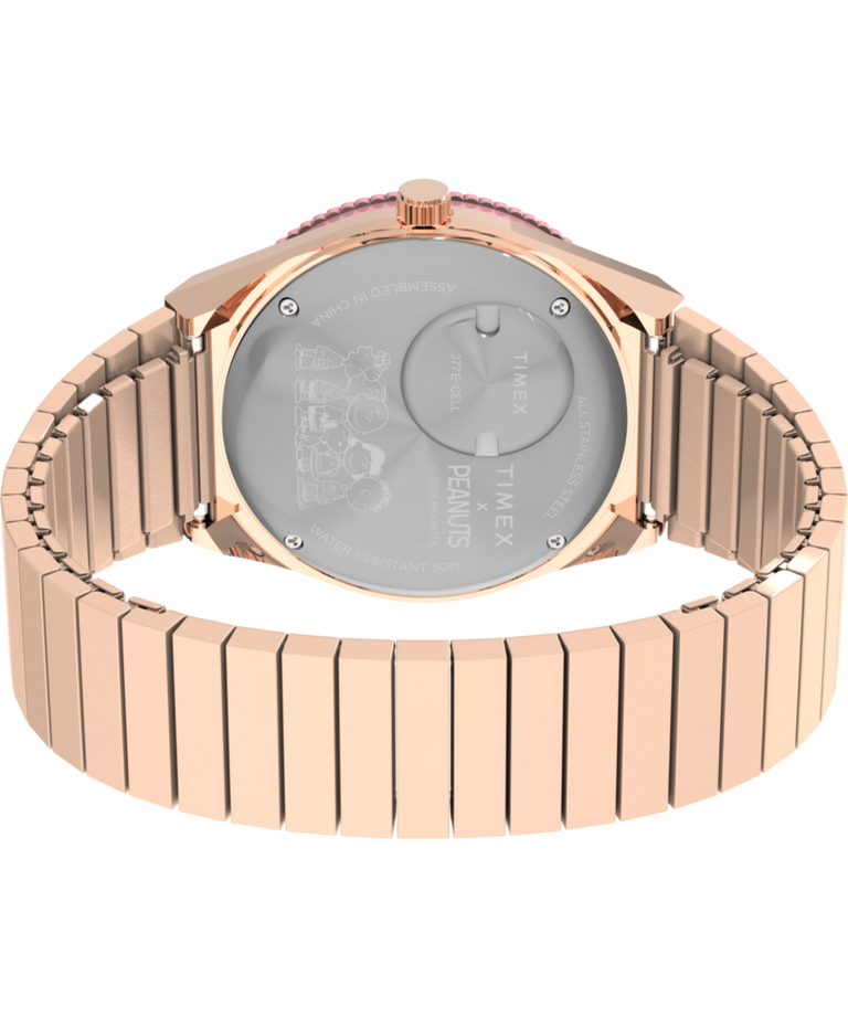 TW2W83800 Peanuts® Q Timex® In Bloom 36mm Stainless Steel Expansion Band Watch Caseback with Attachment Image