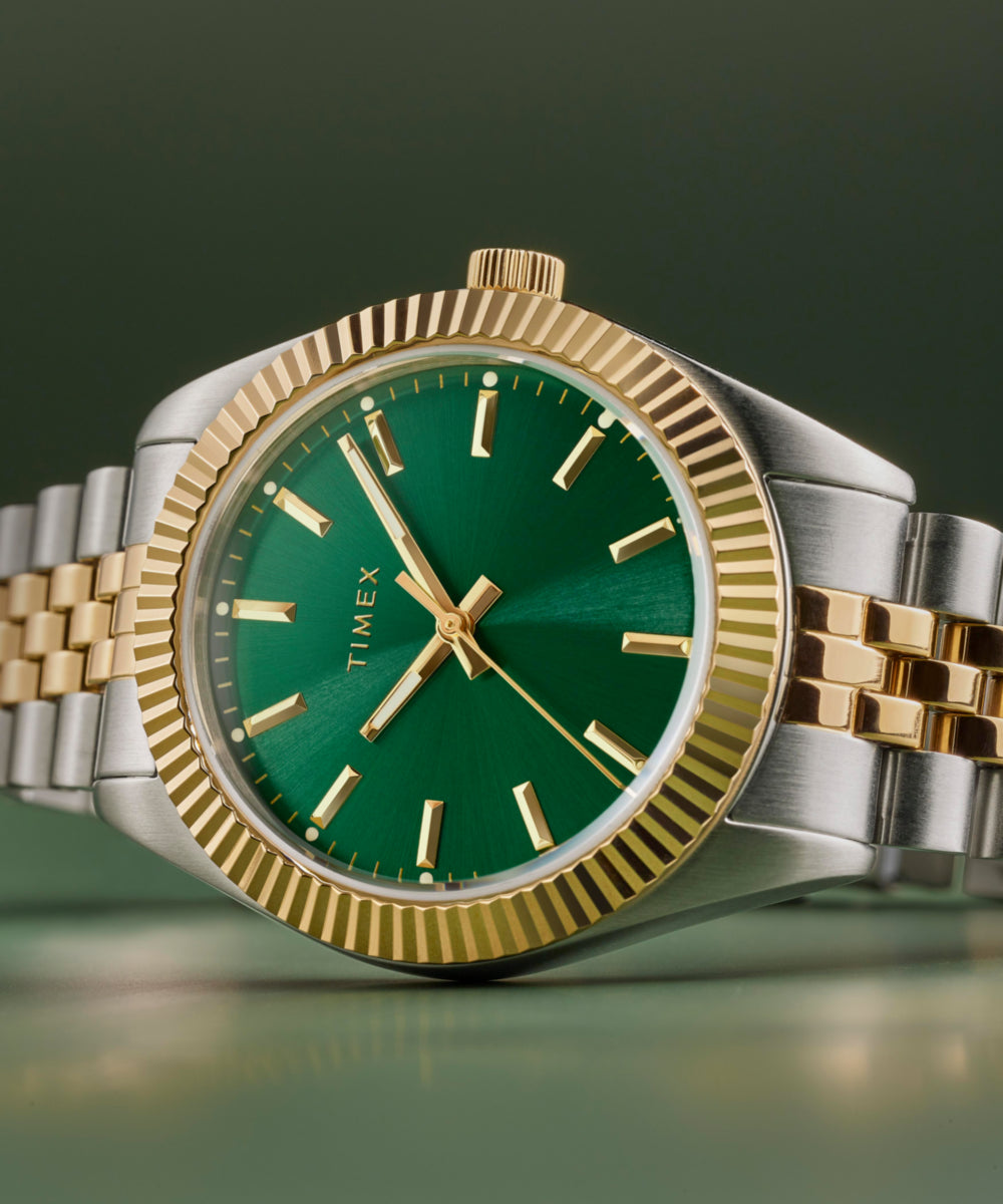 Timex Legacy Orologio Da Donna 36mm - Quadrante Nero, Cassa E Bracciale Bicolore Oro E Acciaio, Movimento Al Quarzo