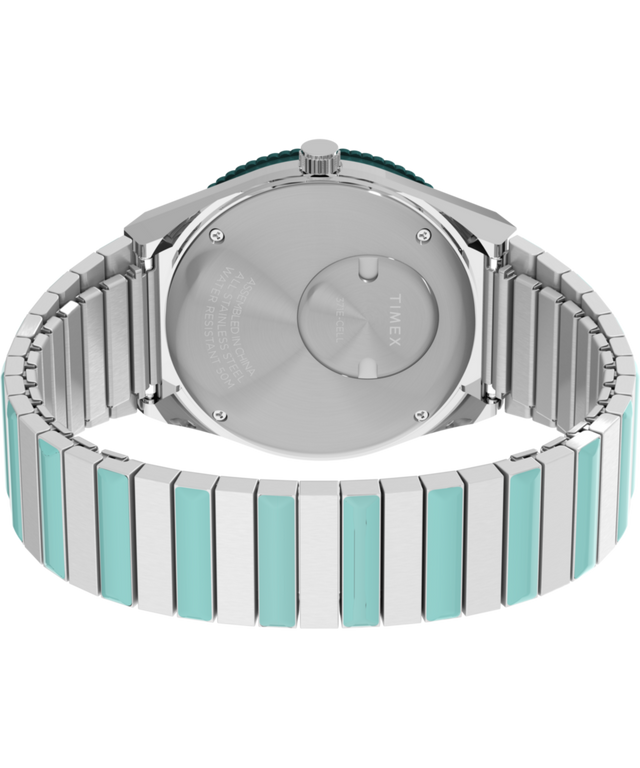 TW2W87800 Q Timex® 36mm Stainless Steel Expansion Band Watch  Caseback with Attachment Image