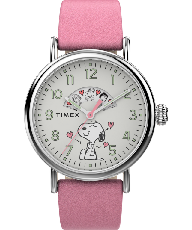 TW2W88900 Peanuts x Timex Standard Valentine's 40mm Leather Strap Watch Primary Image