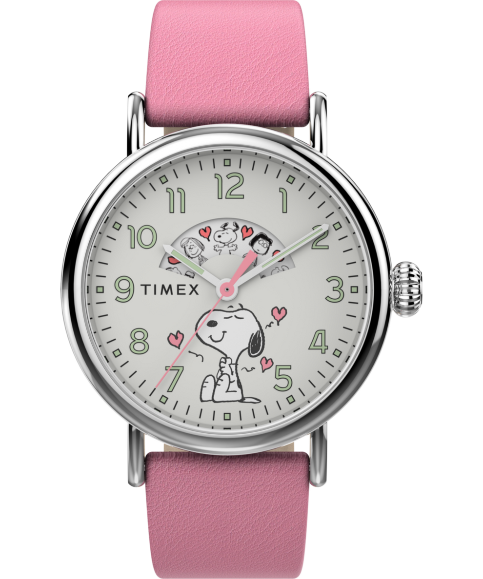 TW2W88900 Peanuts x Timex Standard Valentine's 40mm Leather Strap Watch Primary Image