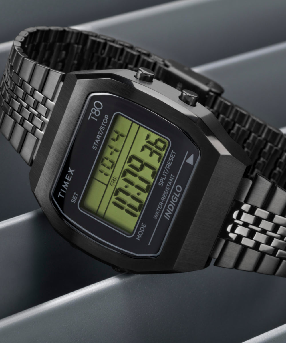 TIMEX T80　INDIGLO デジタル 腕時計　ステンレス Timex T80 Steel 36mm Stainless Steel Bracelet Watch