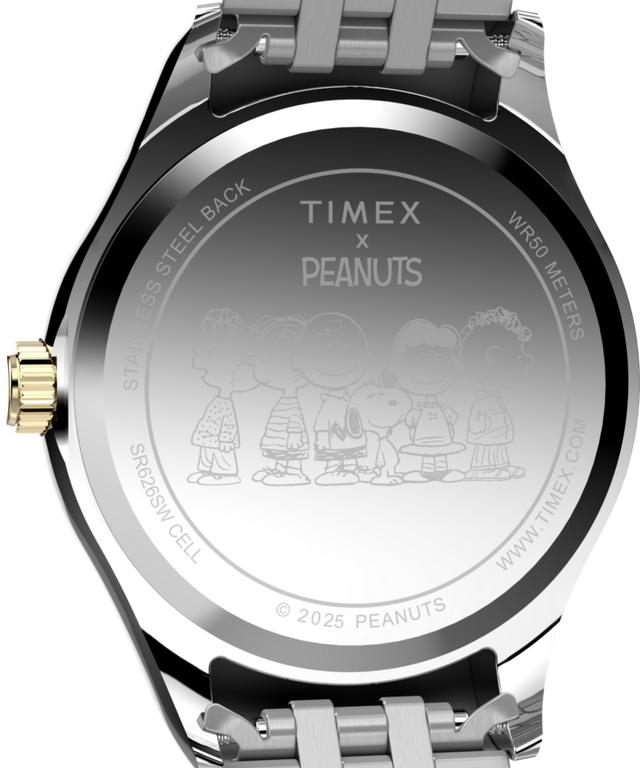 TW2W95100 Peanuts® x Timex Legacy In Bloom 34mm Stainless Steel Bracelet Watch Caseback Image