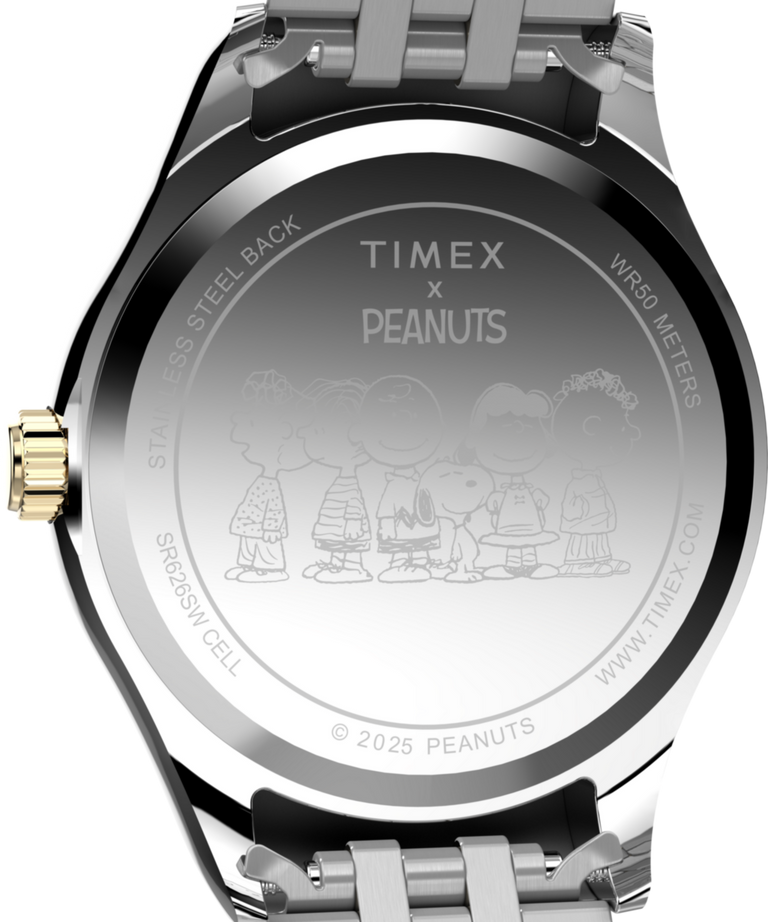 TW2W95100 Peanuts® x Timex Legacy In Bloom 34mm Stainless Steel Bracelet Watch Caseback Image