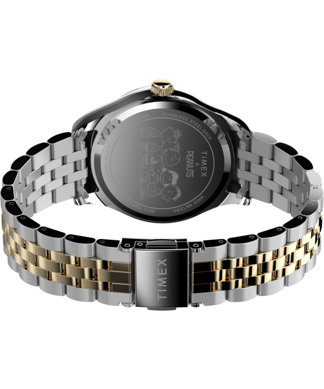 TW2W95100 Peanuts® x Timex Legacy In Bloom 34mm Stainless Steel Bracelet Watch Caseback with Attachment Image