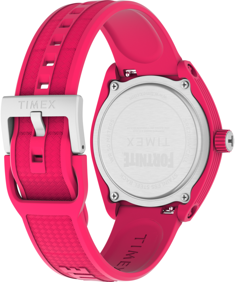 TW2W96800 Timex Urban Pop x Fortnite® 40mm Bio-TPU Strap Watch  Caseback with Attachment Image