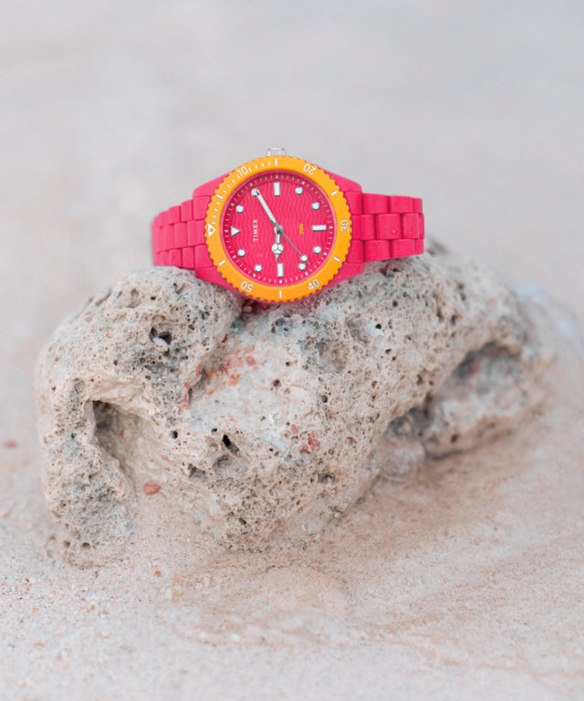 TW2Y04600 Timex Legacy #tide™ 37mm Recycled Plastic Bracelet Watch Campaign Key Silhouettes (Beauty shots) Image