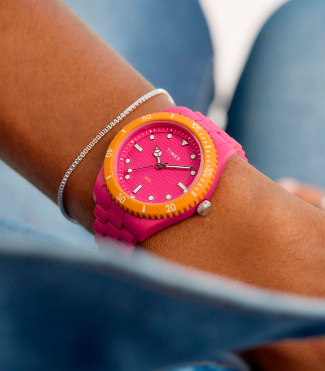 TW2Y04600 Timex Legacy #tide™ 37mm Recycled Plastic Bracelet Watch Alt Wrist Shot 1 Image