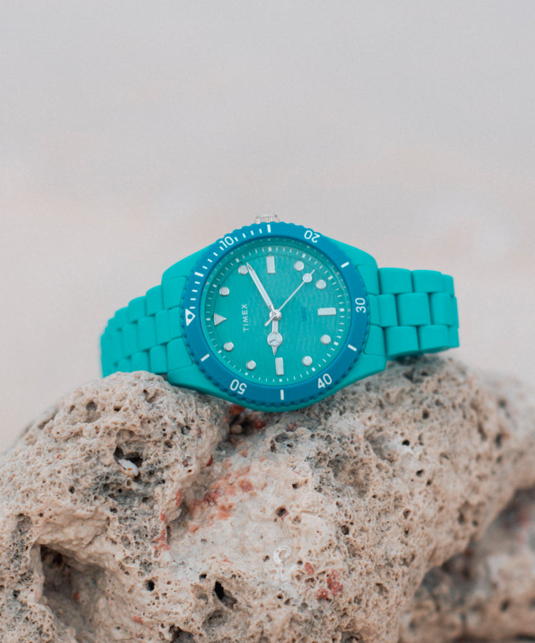 TW2Y04700 Timex Legacy #tide™ 37mm Recycled Plastic Bracelet Watch Alt Beauty Shot 2