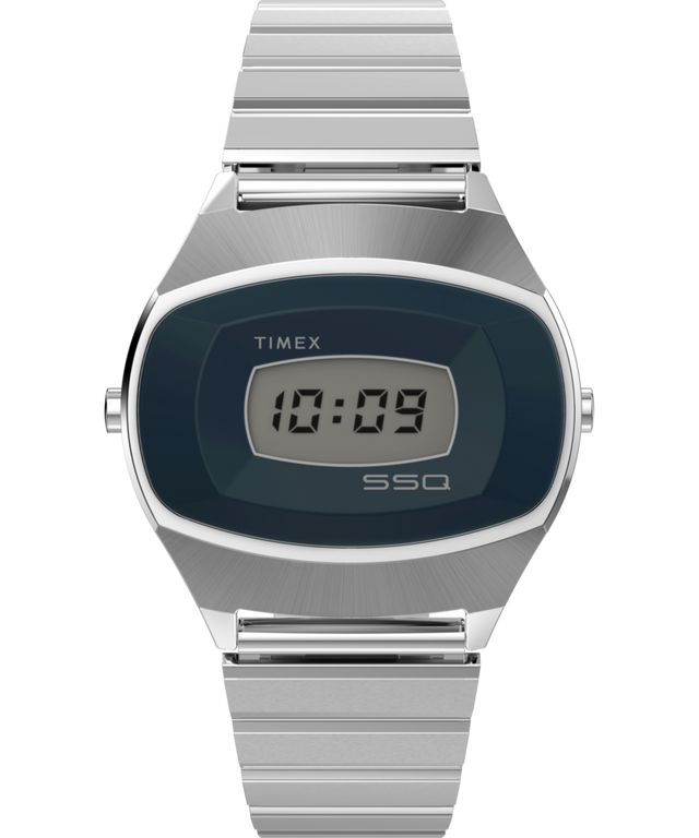TW2Y06100 Q Timex® 1975 SSQ Digital Reissue 38mm Stainless Steel Bracelet Watch Primary Image