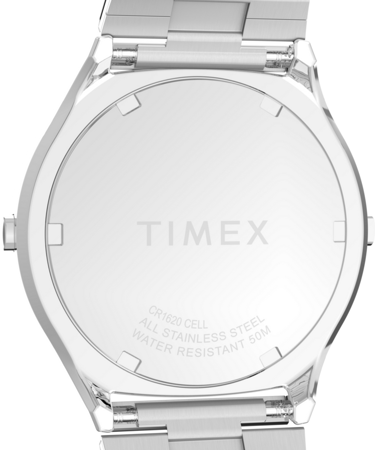 TW2Y06100 Q Timex® 1975 SSQ Digital Reissue 38mm Stainless Steel Bracelet Watch Caseback Image