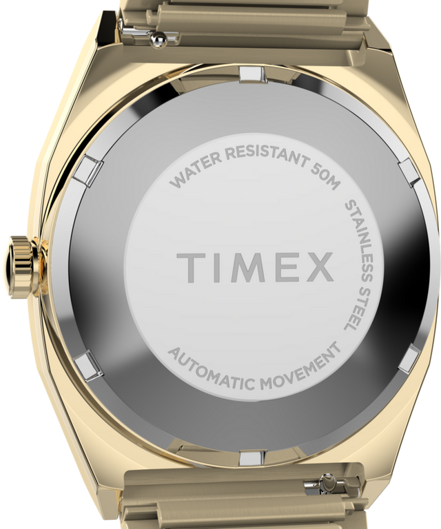 TW2Y07200 Timex® Automatic 1983 E-Line 34mm Gold Tone Expansion Band Watch Caseback Image