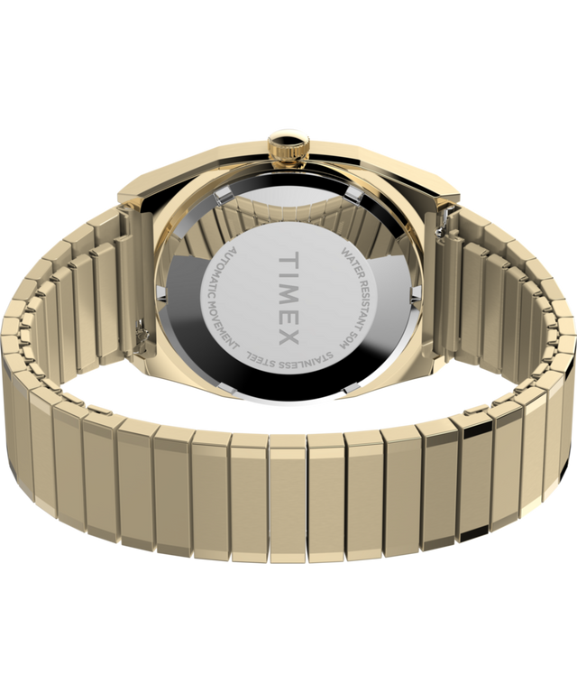 TW2Y07200 Timex® Automatic 1983 E Line Reissue 34mm Gold-Tone Expansion Band Watch Caseback with Attachment Image