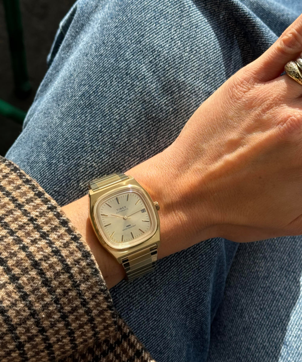 Timex® Automatic 1983 E Line Reissue 34mm Gold-Tone Expansion Band