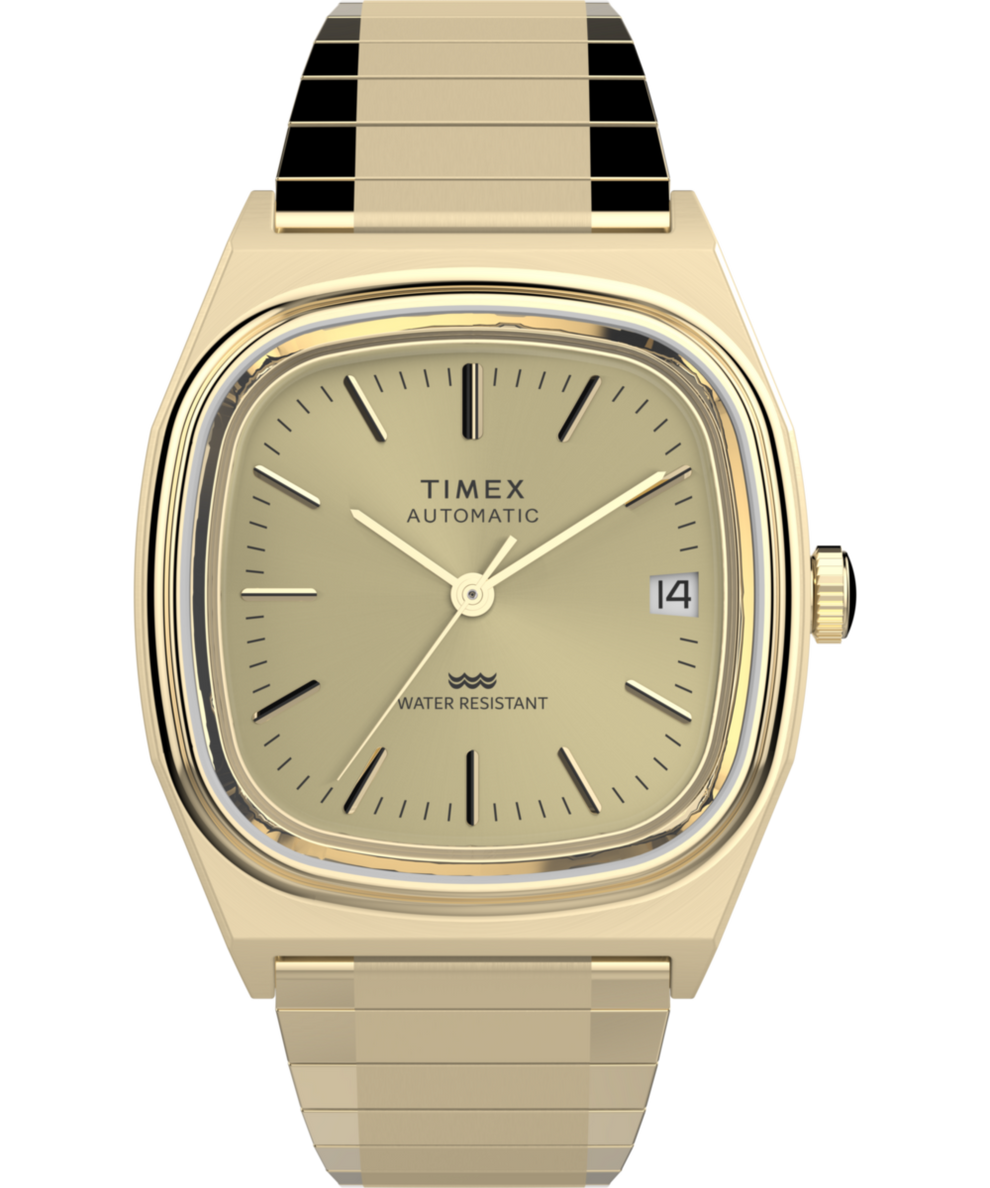 TW2Y07200 Timex® Automatic 1983 E-Line 34mm Gold Tone Expansion Band Watch Primary Image