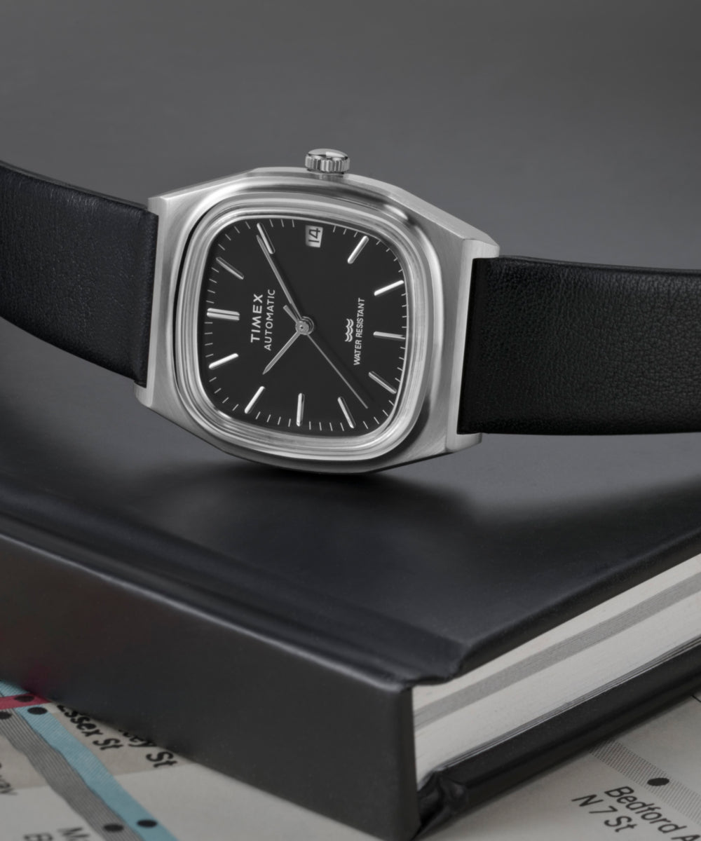 TIMEX REISSUE 1983 E-LINE自動巻 本体未使用 ベルト訳有 Timex® Automatic 1983 E Line 34mm Leather Strap Watch - TW2Y07500