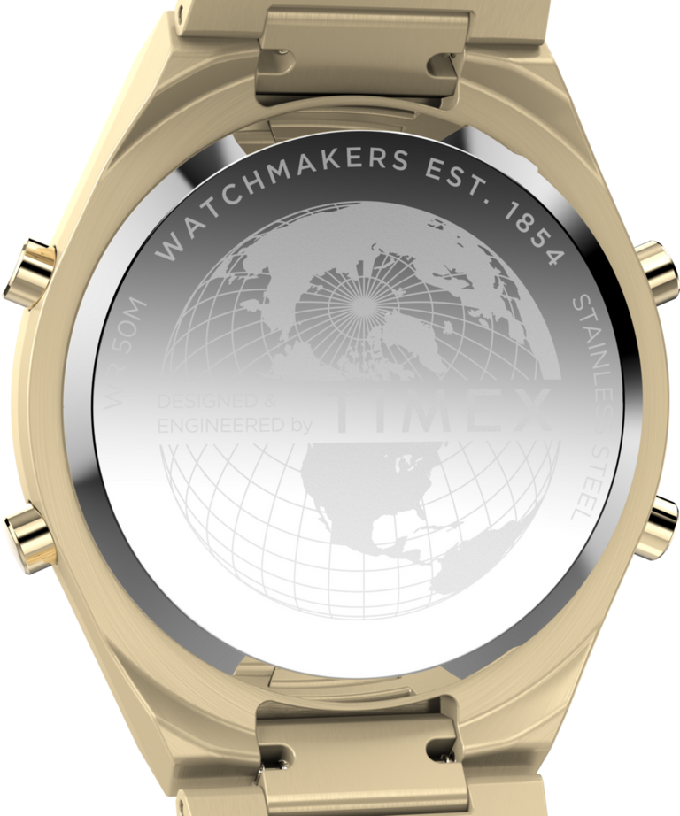 TW2Y09700 Q Timex® Q80 Continental 39mm Stainless Steel Bracelet Watch Caseback Image