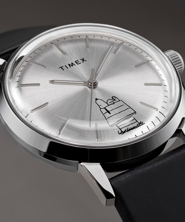 TW2Y10000 Timex x Peanuts® Marlin® Automatic 75th Anniversary Edition 40mm Leather Strap Watch Campaign Key Silhouettes (Beauty shots) Image
