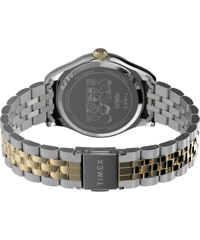 TW2Y11100 Peanuts® x Timex Legacy Bowtie 34mm Stainless Steel Bracelet Watch Caseback with Attachment Image