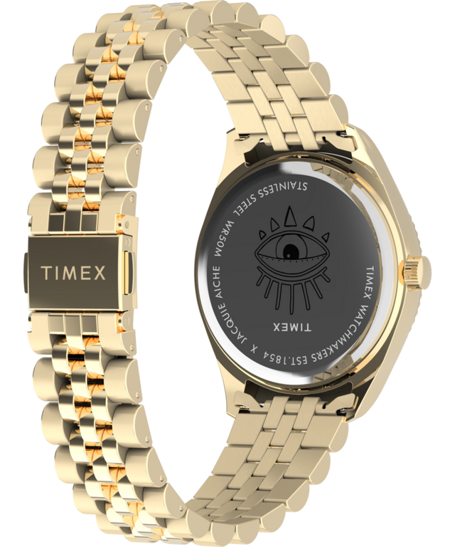 TW2Y11200 Timex x Jacquie Aiche Guiding Light 36mm Stainless Steel Bracelet Watch Caseback with Attachment Image