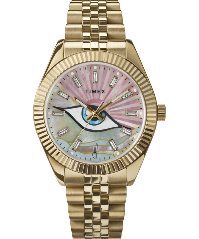 TW2Y11200 Timex x Jacquie Aiche Guiding Light 36mm Stainless Steel Bracelet Watch Primary Image