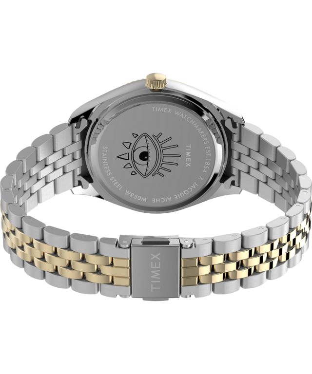 TW2Y11300 Timex x Jacquie Aiche 36mm Stainless Steel Bracelet Watch Caseback with Attachment Image