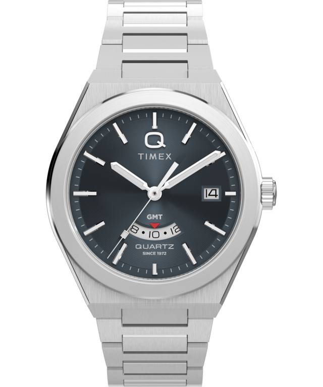 TW2Y12100 Q Timex® Continental GMT 39mm Stainless Steel Bracelet Watch Primary Image