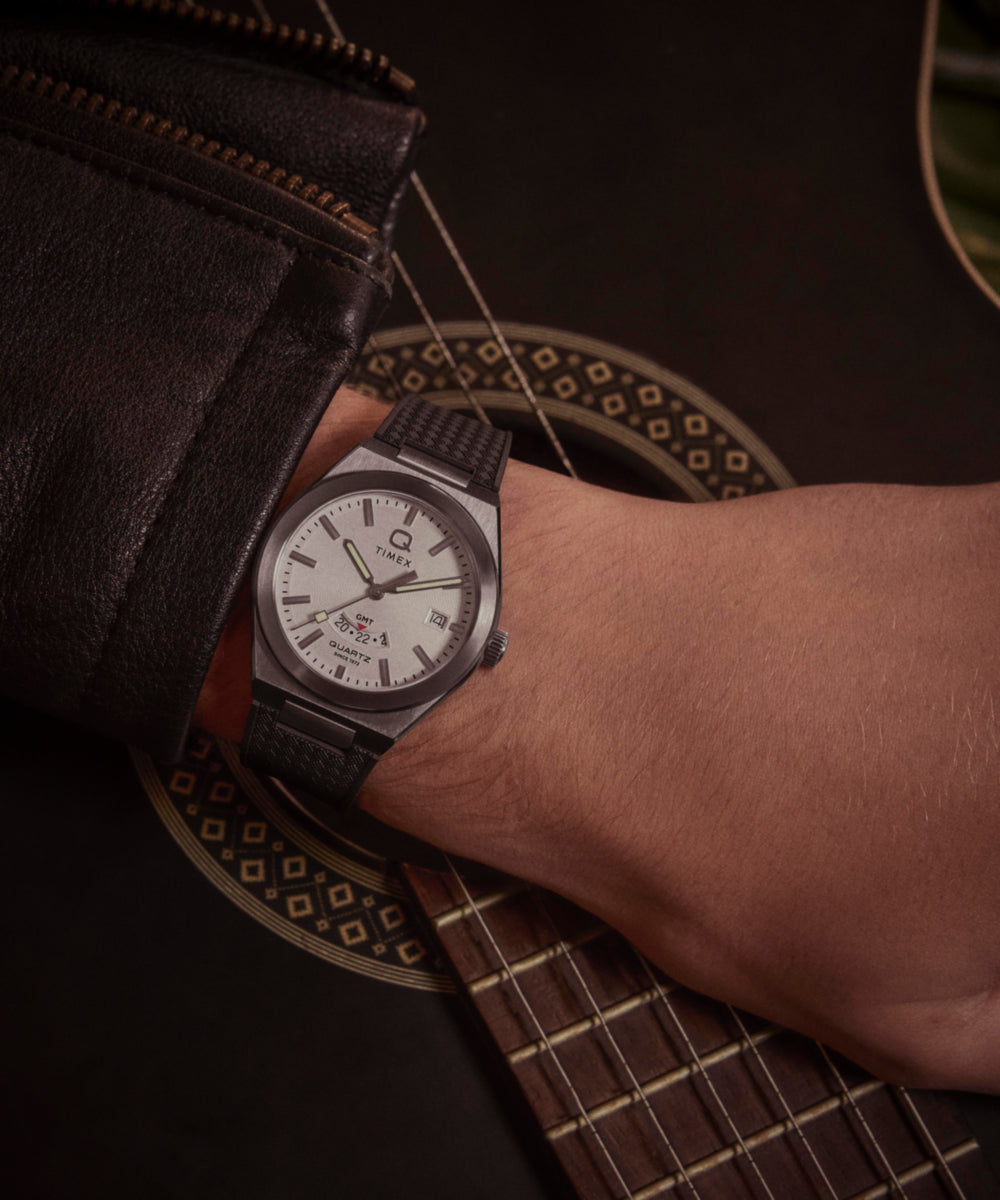 Q Timex® Continental GMT 39mm Synthetic Rubber Strap Watch