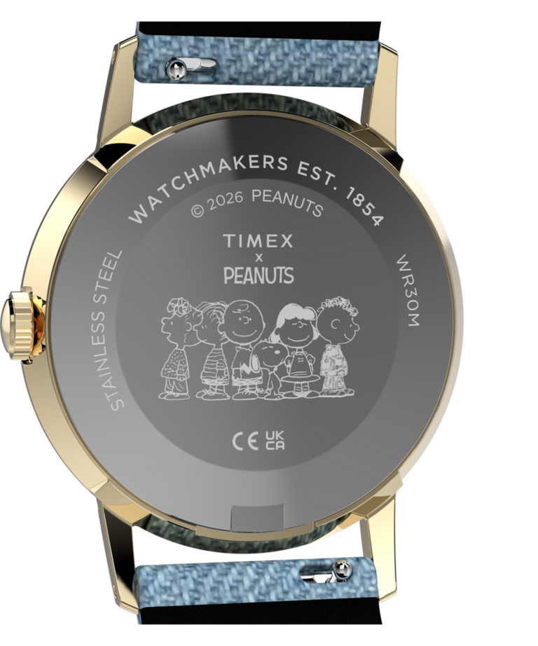 TW2Y12500 Peanuts® x Timex Marlin® 1965 Reissue Inspired Snoopy Tennis 34mm Fabric Strap Watch Caseback Image