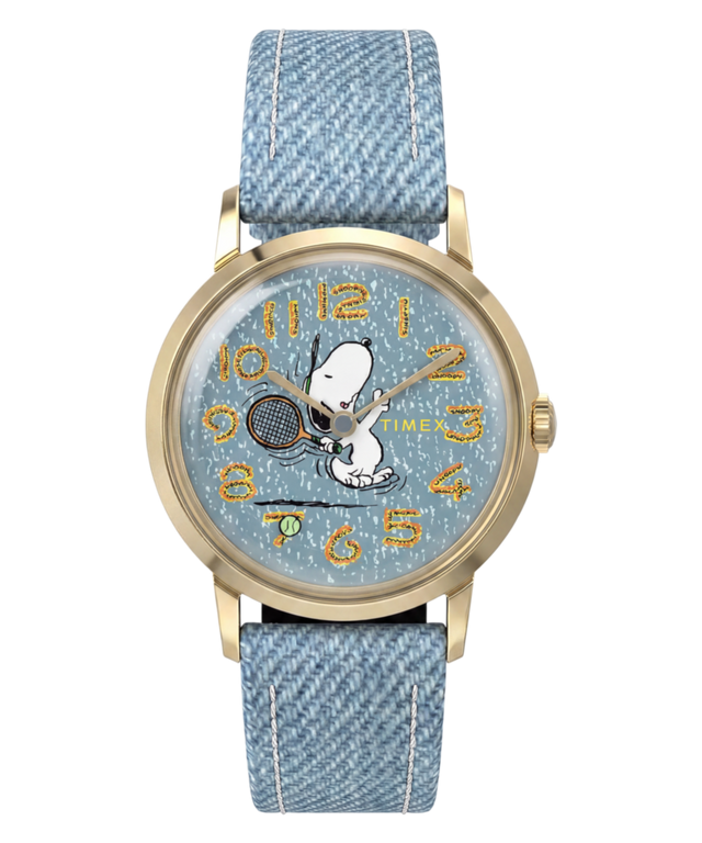 TW2Y12500 Peanuts® x Timex Marlin® 1965 Reissue Inspired Snoopy Tennis 34mm Fabric Strap Watch Primary Image