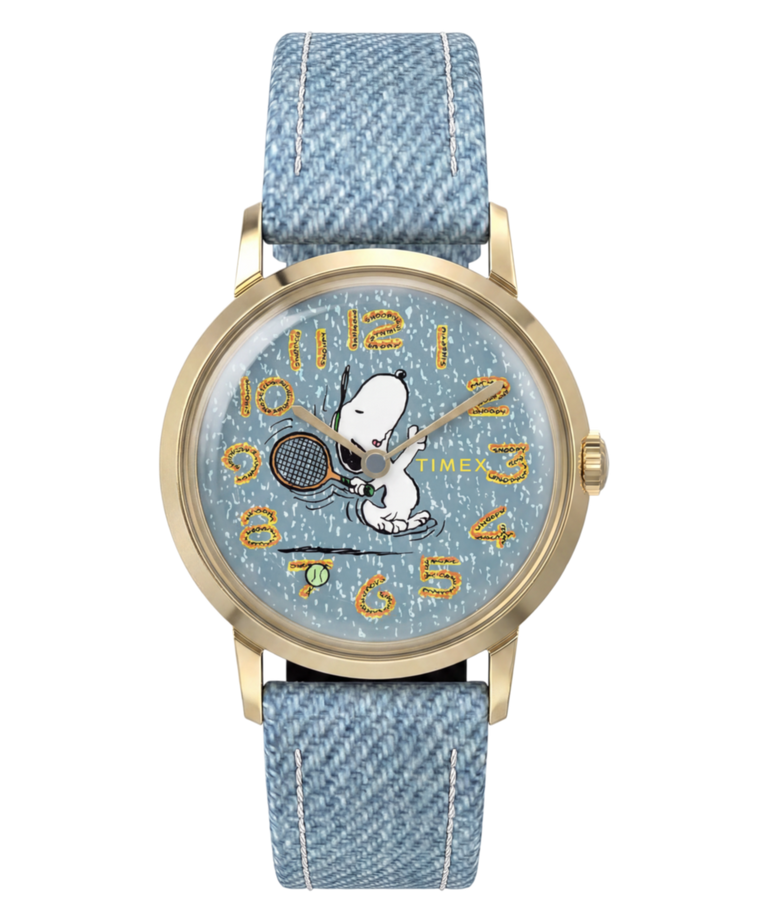 TW2Y12500 Peanuts® x Timex Marlin® 1965 Reissue Inspired Snoopy Tennis 34mm Fabric Strap Watch Primary Image